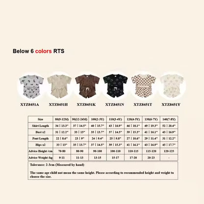100% Cotton Kids Summer Clothing Sets Children Casual Suit Girls Boys Short Suits Baby Outfits for 1-8Years