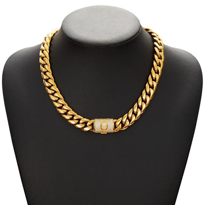 14Mm Chunky Gold Cuban Link Chain 16/20/24/28In - Bold Hip Hop Necklace for Men, Stainless Steel Initial A-Z Engraved Jewelry Gift for Him