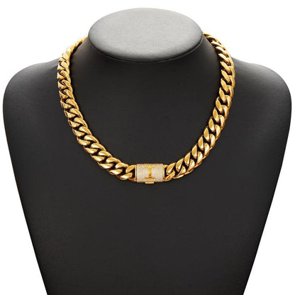 14Mm Chunky Gold Cuban Link Chain 16/20/24/28In - Bold Hip Hop Necklace for Men, Stainless Steel Initial A-Z Engraved Jewelry Gift for Him