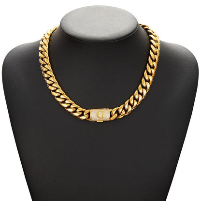 14Mm Chunky Gold Cuban Link Chain 16/20/24/28In - Bold Hip Hop Necklace for Men, Stainless Steel Initial A-Z Engraved Jewelry Gift for Him