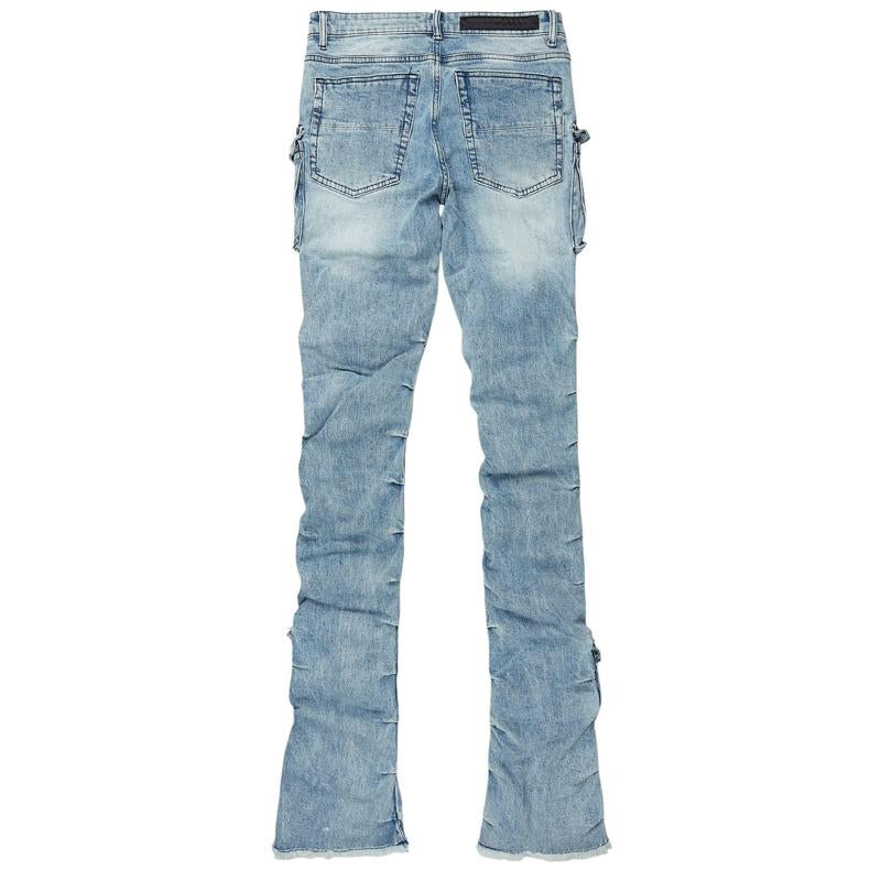 Gentry Light Blue Stacked Flare Jean