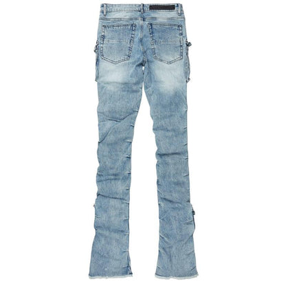 Gentry Light Blue Stacked Flare Jean