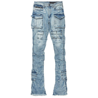Gentry Light Blue Stacked Flare Jean