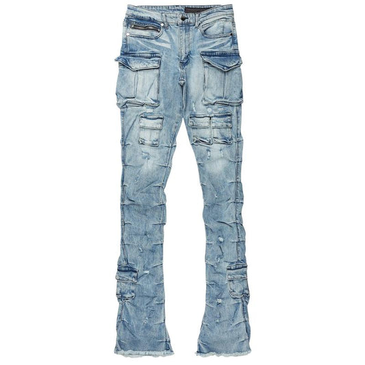Gentry Light Blue Stacked Flare Jean