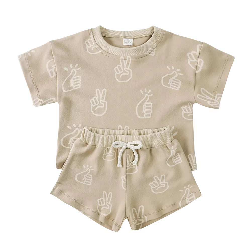 100% Cotton Kids Summer Clothing Sets Children Casual Suit Girls Boys Short Suits Baby Outfits for 1-8Years