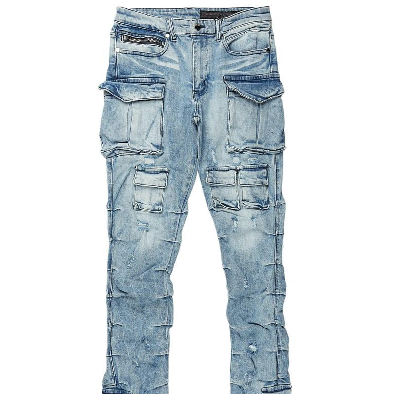 Gentry Light Blue Stacked Flare Jean