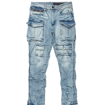 Gentry Light Blue Stacked Flare Jean