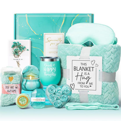Mayicivo Mother'S Day Gifts Birthday Gifts for Women Self Care Gifts Get Well Soon Gifts Relaxing Spa Gifts Care Package Unique Anniversary Gifts Basket Kit with Flannel Blanket for Mother Wife Bset Friend Sister Her