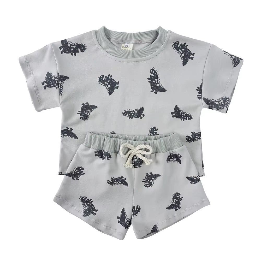100% Cotton Kids Summer Clothing Sets Children Casual Suit Girls Boys Short Suits Baby Outfits for 1-8Years