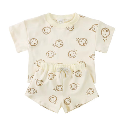 100% Cotton Kids Summer Clothing Sets Children Casual Suit Girls Boys Short Suits Baby Outfits for 1-8Years