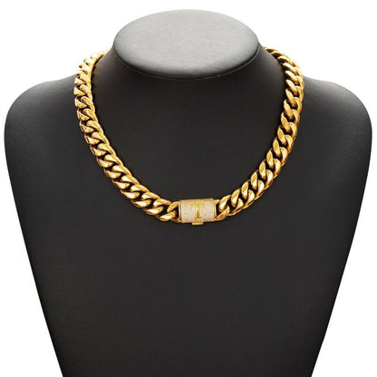 14Mm Chunky Gold Cuban Link Chain 16/20/24/28In - Bold Hip Hop Necklace for Men, Stainless Steel Initial A-Z Engraved Jewelry Gift for Him